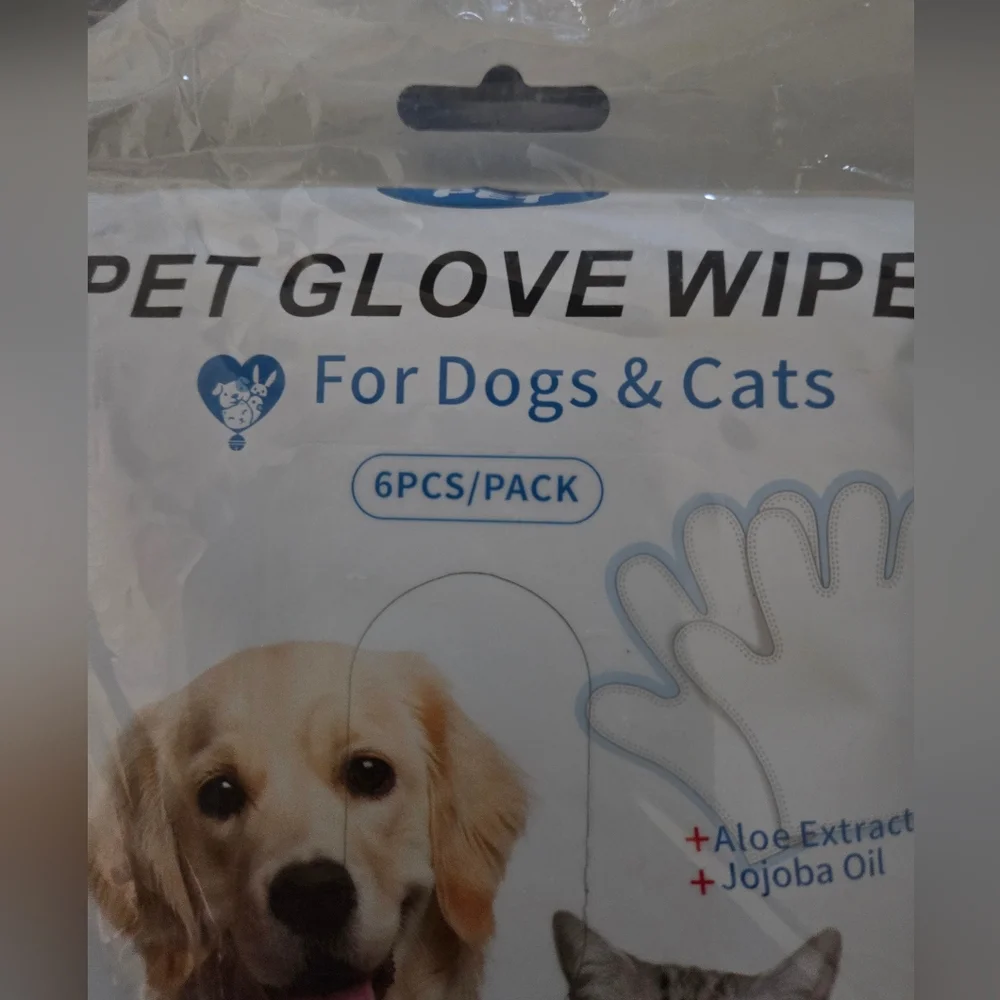 New Pet Glove Wipe for Dogs & Cats 2 Packs Of 6 Hypoallergenic W/ Aloe Extract